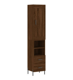 Buffet haut Chêne marron 34,5x34x180 cm Bois d'ingénierie