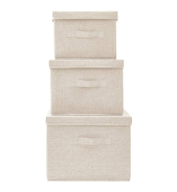 Boîtes de rangement empilables 3 pcs Tissu Crème