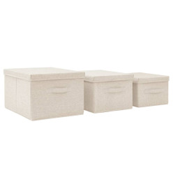 Boîtes de rangement empilables 3 pcs Tissu Crème