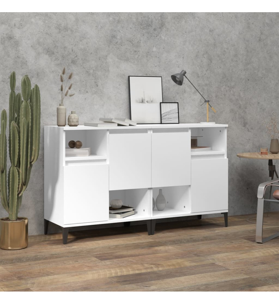 Buffets 2 pcs blanc 60x35x70 cm bois d'ingénierie