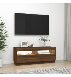 Meuble TV avec lumières LED chêne marron 100x35x40 cm