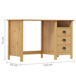 Bureau Hill avec 3 tiroirs 120x50x74 cm Pin solide