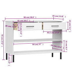 Armoire console avec pieds en métal Blanc Bois pin massif OSLO