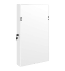 Armoire à bijoux avec miroir murale blanc 37,5x10x67 cm