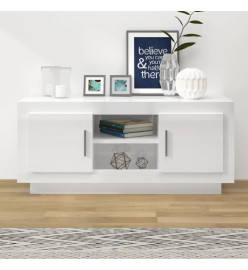 Meuble TV blanc brillant 102x35x45 cm bois d'ingénierie