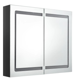 Armoire de salle de bain à miroir LED noir brillant 80x12x68 cm