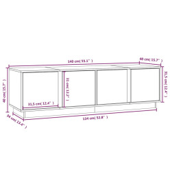 Meuble TV Blanc 140x40x40 cm Bois de pin massif