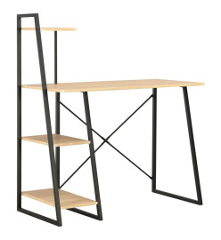 Bureau avec étagère Noir et chêne 102x50x117 cm