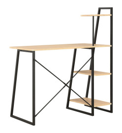 Bureau avec étagère Noir et chêne 102x50x117 cm