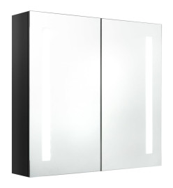 Armoire de salle de bain à miroir LED noir brillant 62x14x60 cm