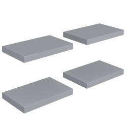 Étagères murales flottantes 4 pcs Gris 40x23x3,8 cm MDF