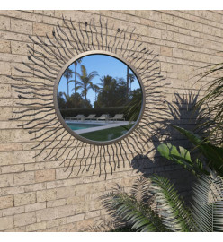 Miroir mural de jardin Rayons de soleil 80 cm Noir