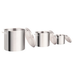 Ensemble de 3 casseroles à bouillon 50/21/6 L Inox