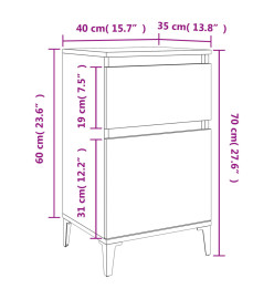 Table de chevet blanc 40x35x70 cm