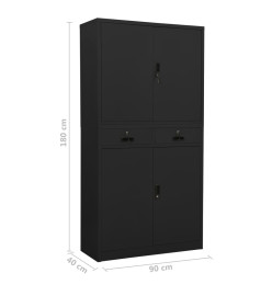 Armoire de bureau Anthracite 90x40x180 cm Acier