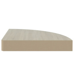 Étagères d'angle murales 2 pcs Chêne et blanc 35x35x3,8 cm MDF