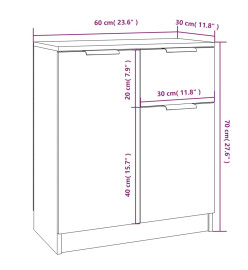 Buffets 2 pcs Blanc 60x30x70 cm Bois d'ingénierie