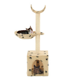 Arbre à chat et griffoirs en sisal 105 cm Beige Motif de pattes