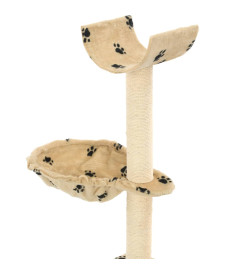 Arbre à chat et griffoirs en sisal 105 cm Beige Motif de pattes