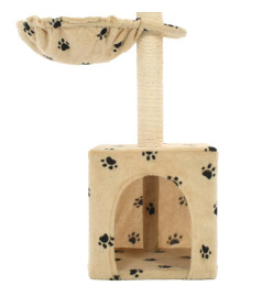 Arbre à chat et griffoirs en sisal 105 cm Beige Motif de pattes