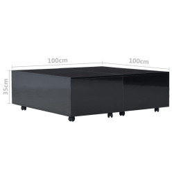 Table basse Noir brillant 100 x 100 x 35 cm