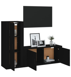 Ensemble de meubles TV 2 pcs noir bois d'ingénierie