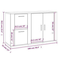 Buffet Noir 100x33x59,5 cm Bois d'ingénierie