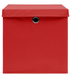 Boîtes de rangement avec couvercles 4 pcs 28x28x28 cm Rouge