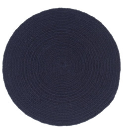 Napperons 6 pcs Bleu marine Plain 38 cm Rond Coton