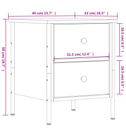 Table de chevet sonoma gris 40x42x50 cm bois d'ingénierie