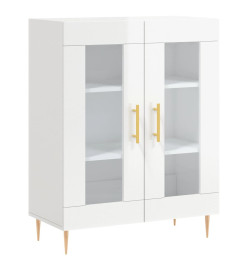 Buffet haut Blanc brillant 69,5x34x180 cm Bois d'ingénierie