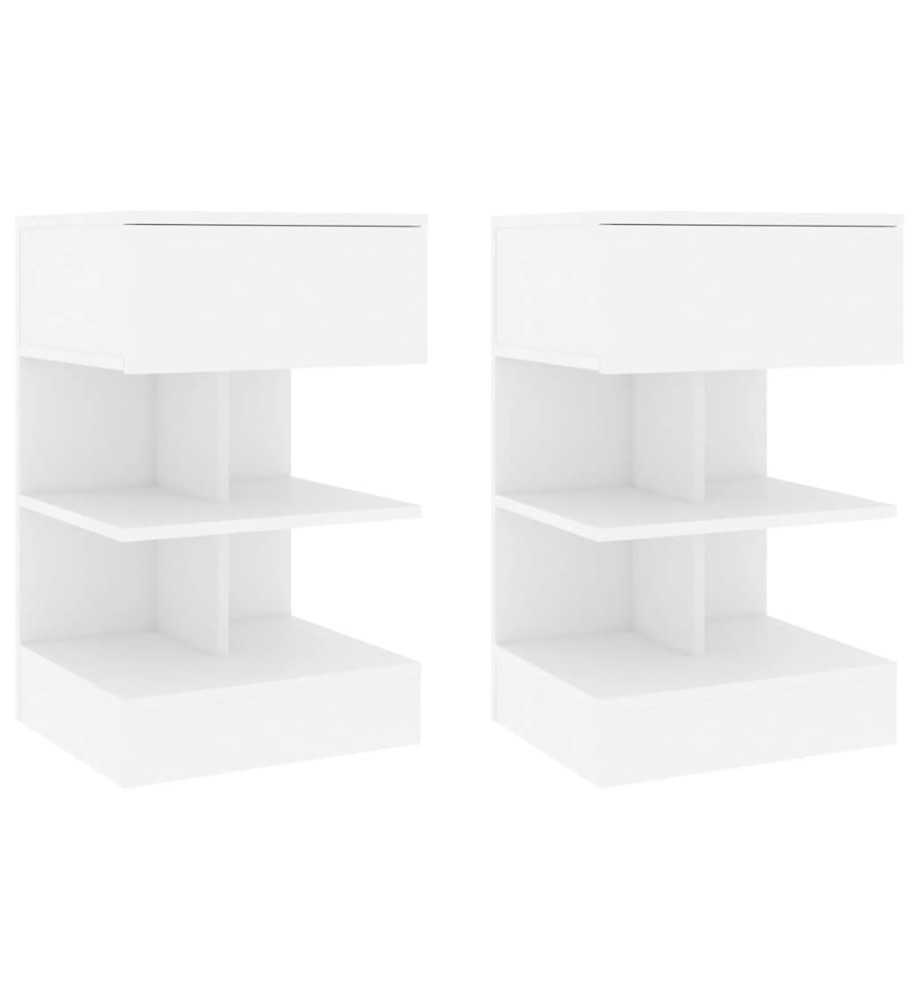 Tables de chevet 2 pcs Blanc 40x35x65 cm Aggloméré