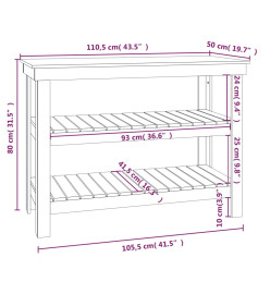 Banc de travail Gris 110,5x50x80 cm Bois de pin massif