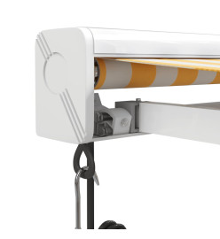 Auvent rétractable jaune et blanc 5x3 m tissu et aluminium