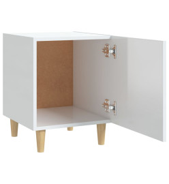 Tables de chevet 2 pcs Blanc brillant Bois d'ingénierie