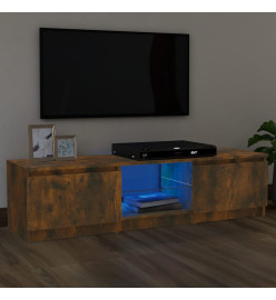 Meuble TV avec lumières LED chêne fumé 120x30x35,5 cm