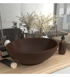 Lavabo ovale de luxe Marron foncé mat 40x33 cm Céramique