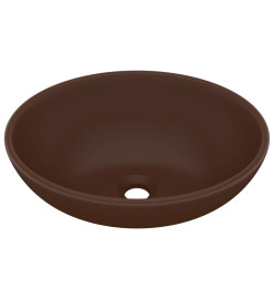 Lavabo ovale de luxe Marron foncé mat 40x33 cm Céramique