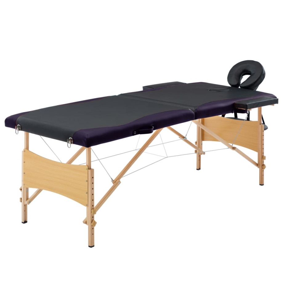 Table de massage pliable 2 zones Bois Noir