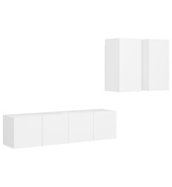 Ensemble de meuble TV 4 pcs Blanc Aggloméré