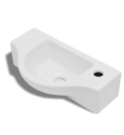 Vasque à trou pour robinet céramique Blanc pour salle de bain