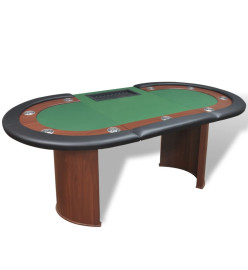 Table de poker pour 10 joueurs avec espace de croupier Vert