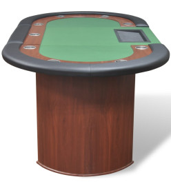 Table de poker pour 10 joueurs avec espace de croupier Vert