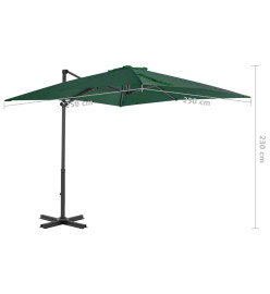 Parasol en porte-à-faux et mât en aluminium 250x250 cm Vert