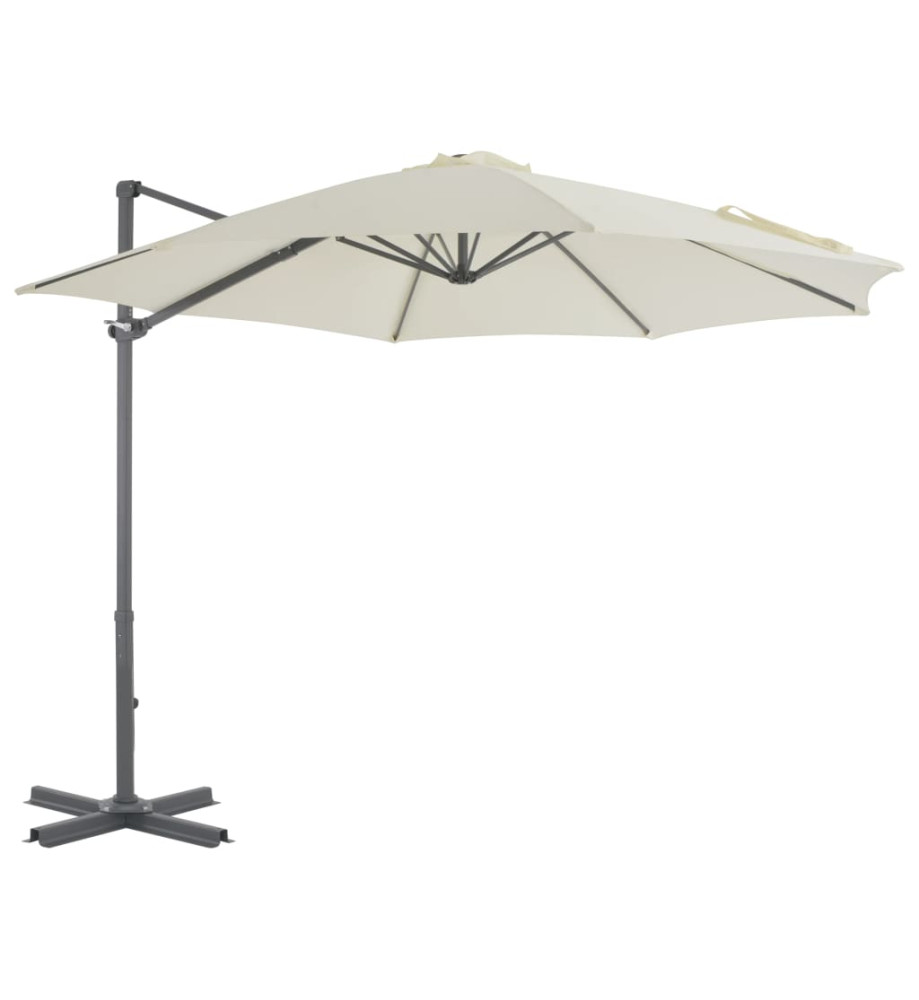 Parasol en porte-à-faux avec poteau en aluminium 300 cm Sable