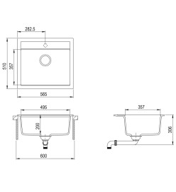 Évier de cuisine Granit Seul lavabo Beige