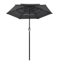 Parasol à 3 niveaux avec mât en aluminium Anthracite 2 m