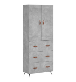 Buffet haut Gris béton 69,5x34x180 cm Bois d'ingénierie