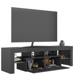 Meuble TV avec lumières LED Gris brillant 140x36,5x40 cm