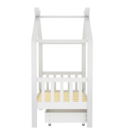 Cadre de lit enfant avec tiroir blanc pin massif 70x140 cm